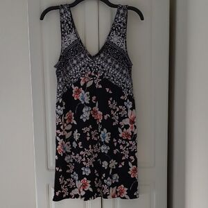 Three Hearts Black Floral Mini Dress
